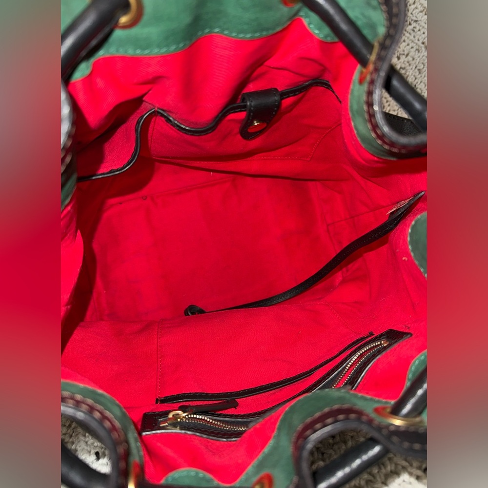 Dooney and Bourke Florentine Leather Whipped Stitched Drawstring Bucket Bag - Picture 8 of 8